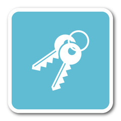 keys blue square internet flat design icon