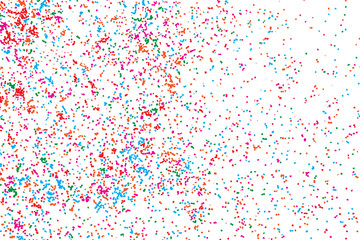 Colorful confetti on white background.
