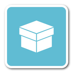 box blue square internet flat design icon