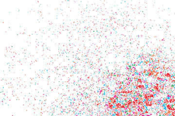 Colorful confetti on white background.