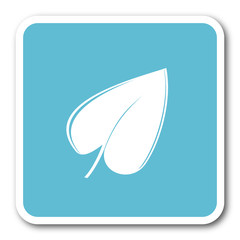 leaf blue square internet flat design icon