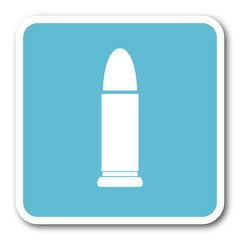 ammunition blue square internet flat design icon