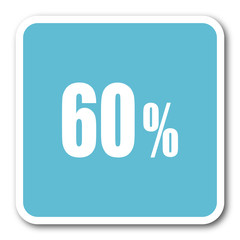 60 percent blue square internet flat design icon