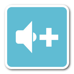 speaker volume blue square internet flat design icon