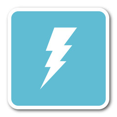 bolt blue square internet flat design icon