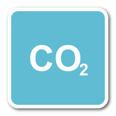 carbon dioxide blue square internet flat design icon