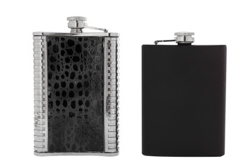 metal flask isolated on a white background