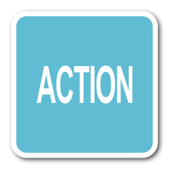 action blue square internet flat design icon