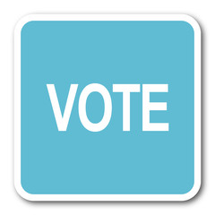 vote blue square internet flat design icon