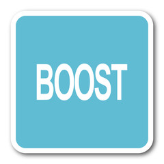 boost blue square internet flat design icon