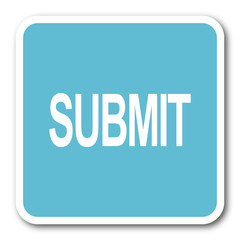 submit blue square internet flat design icon