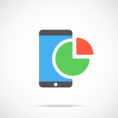 Vector smartphone and chart icon. Modern flat design vector illustration