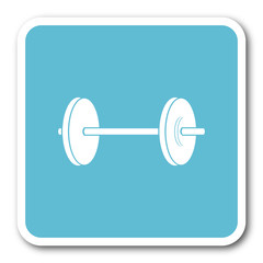 fitness blue square internet flat design icon