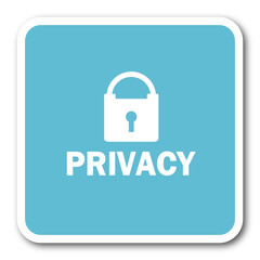 privacy blue square internet flat design icon
