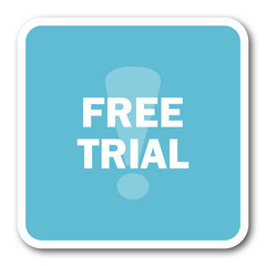 free trial blue square internet flat design icon
