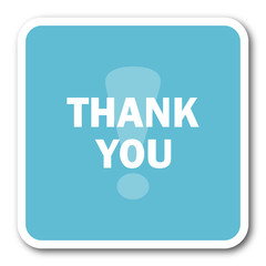 thank you blue square internet flat design icon
