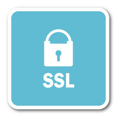 ssl blue square internet flat design icon