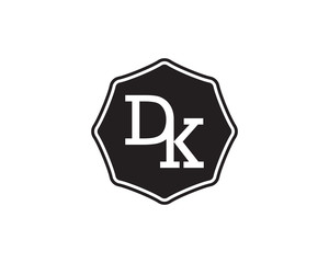 DK retro initial monogram letter logo. vintage label typography .