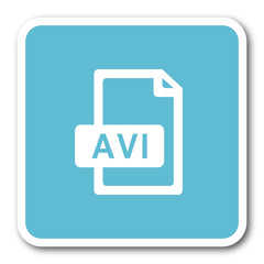 avi file blue square internet flat design icon