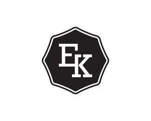 EK retro initial monogram letter logo. vintage label typography.