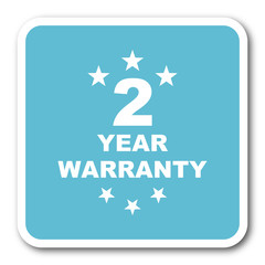 warranty guarantee 2 year blue square internet flat design icon
