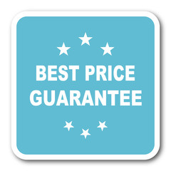best price guarantee blue square internet flat design icon