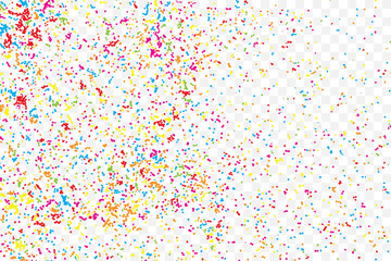 Abstract colorful confetti background. Isolated on transparent background. Holiday illustration.
