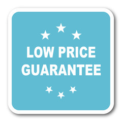 low price guarantee blue square internet flat design icon