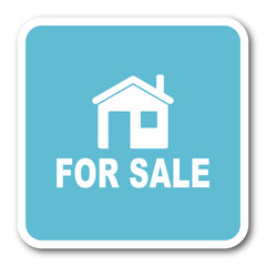 for sale blue square internet flat design icon