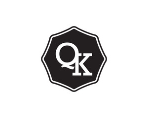 QK retro initial monogram letter logo. vintage label typography.
