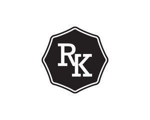 RK retro initial monogram letter logo. vintage label typography.