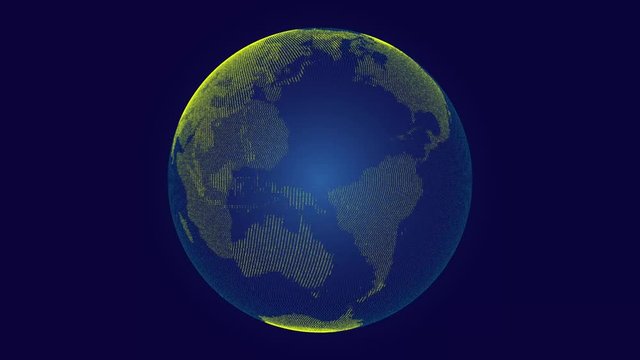 Terra mappa globo, bordi confini illuminati, particelle