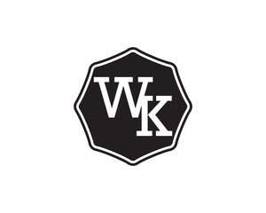 WK retro initial monogram letter logo. vintage label typography.
