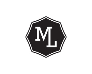 ML retro initial monogram letter logo. vintage label typography.