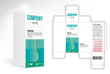Box design, die-stamping. Vector template