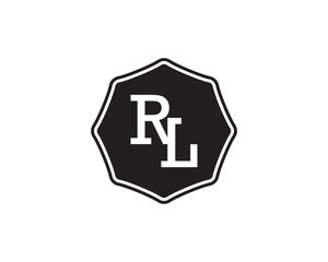 RL retro initial monogram letter logo. vintage label typography.