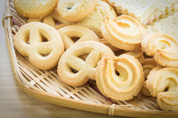 Cookies in bamboo bowl