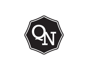 QN retro initial monogram letter logo. vintage label typography.