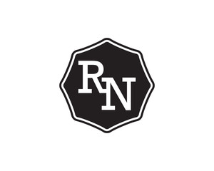 RN retro initial monogram letter logo. vintage label typography.