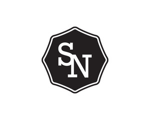 SN retro initial monogram letter logo. vintage label typography.