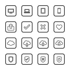 black line web icon set with rounded rectangle frame for web design, user interface (UI), infographic and mobile application (apps)