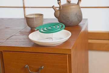 蚊取り線香と日本茶