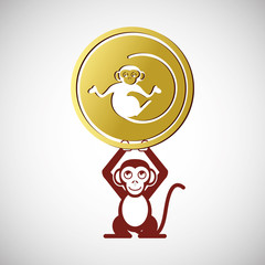 Icon of the year of the monkey design, vector illustration