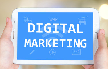 Digital marketing concept on tablet screen