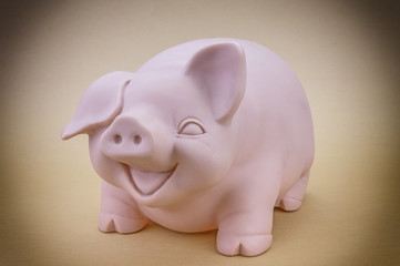 Kids Pink Piggy Bank Looking Forward