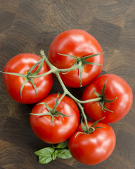Tomato Cluster on Cutting Board