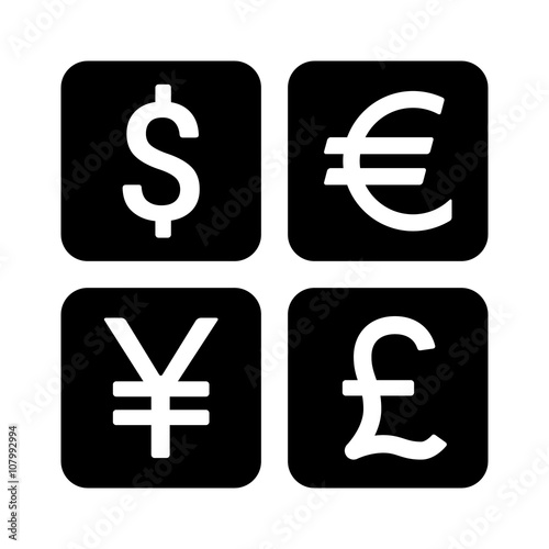 Dollar Euro Yen Yuan And Pound Currency Exchange Or Dollar Euro Yen Yuan And Pound Currency Exchange Or Symbols Flat Icon
