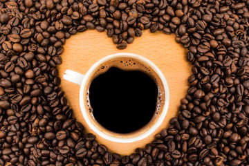 Coffee cup in heart