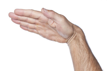 human male gesturing hand sign