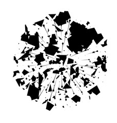 Abstract Black Explosion on White Background